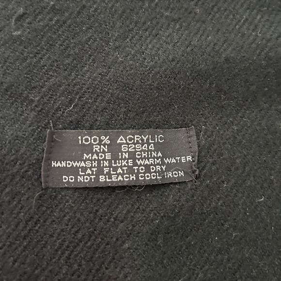 Black Solid Acrylic Scarf Neck Warmer OS Unisex Winter Accessories Tassel Hem - Picture 5 of 6